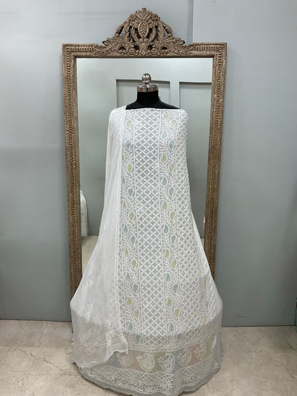 Cutdana Straight with Heavy Pearl Work White 02
