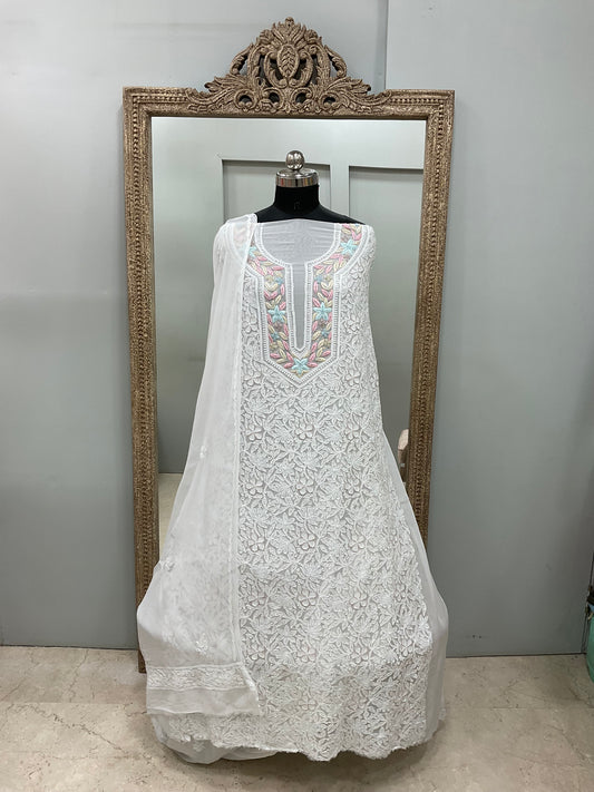 Parsi Gala Straight with Heavy Cutdana Work White 01
