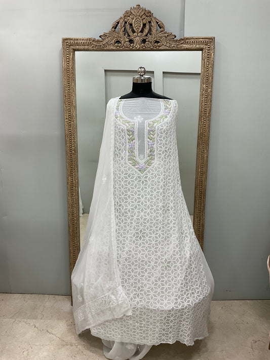 Parsi Gala Straight with Heavy Cutdana Work White 02