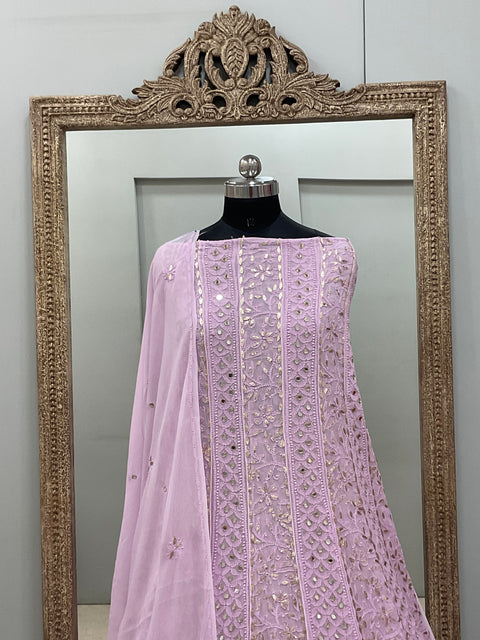 Georgette Anarkali Heavy Gota Mirror Work Lilac