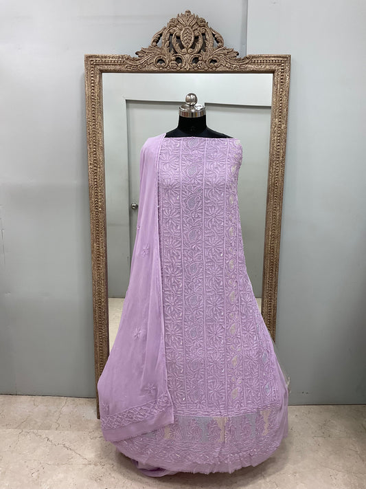 Cutdana Straight with Heavy Pearl Work Purple