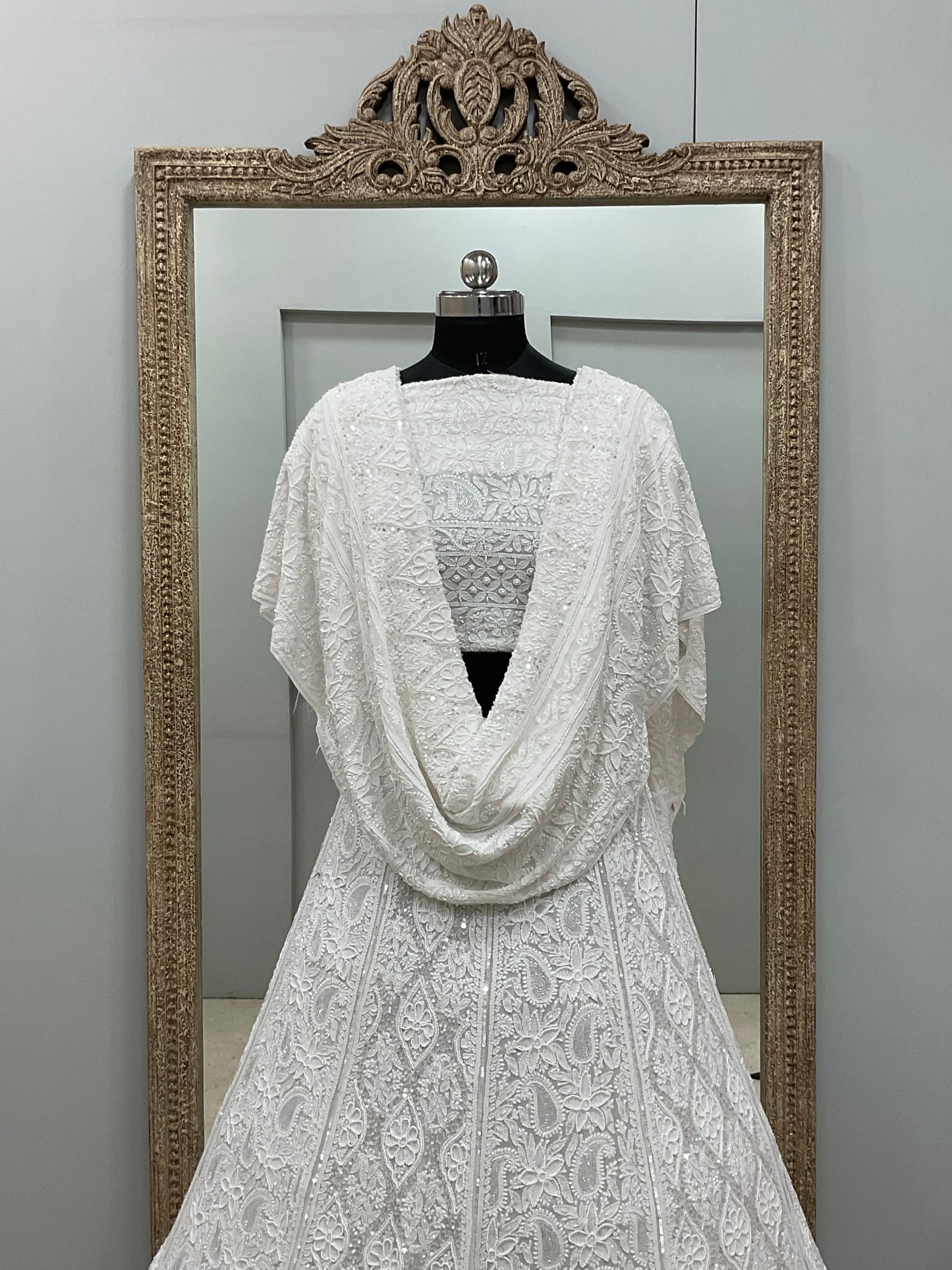 Pure Georgette Lehenga Heavy Pearl, Cutdana and Sequence Work White