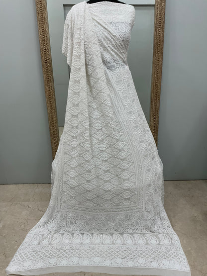 Pure Georgette Lehenga Heavy Pearl, Cutdana and Sequence Work White