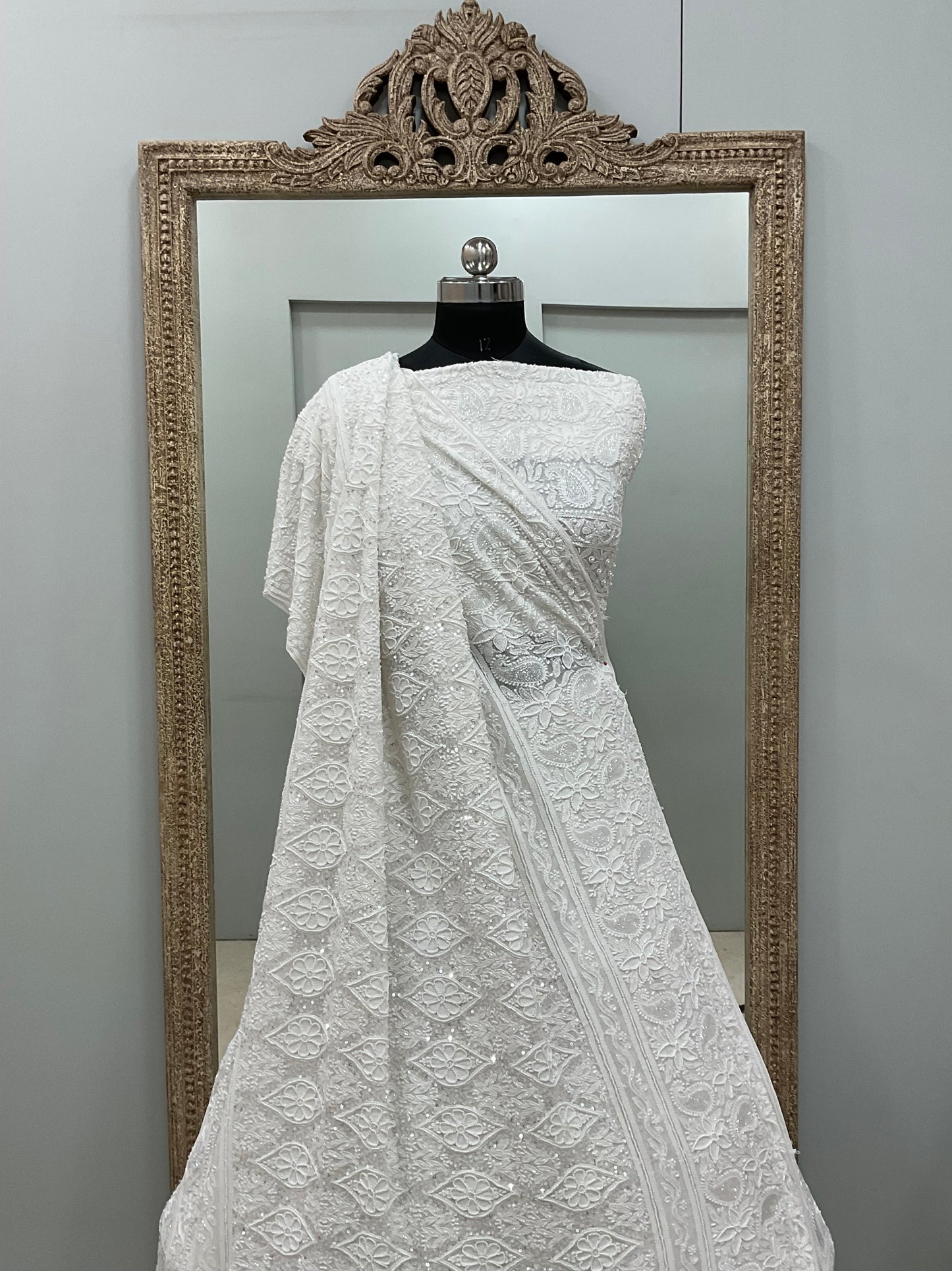 Pure Georgette Lehenga Heavy Pearl, Cutdana and Sequence Work White