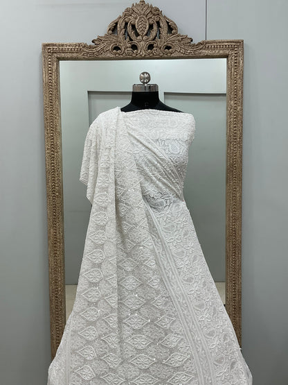 Pure Georgette Lehenga Heavy Pearl, Cutdana and Sequence Work White