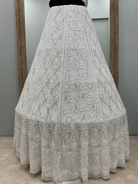 Pure Georgette Lehenga Heavy Pearl, Cutdana and Sequence Work White