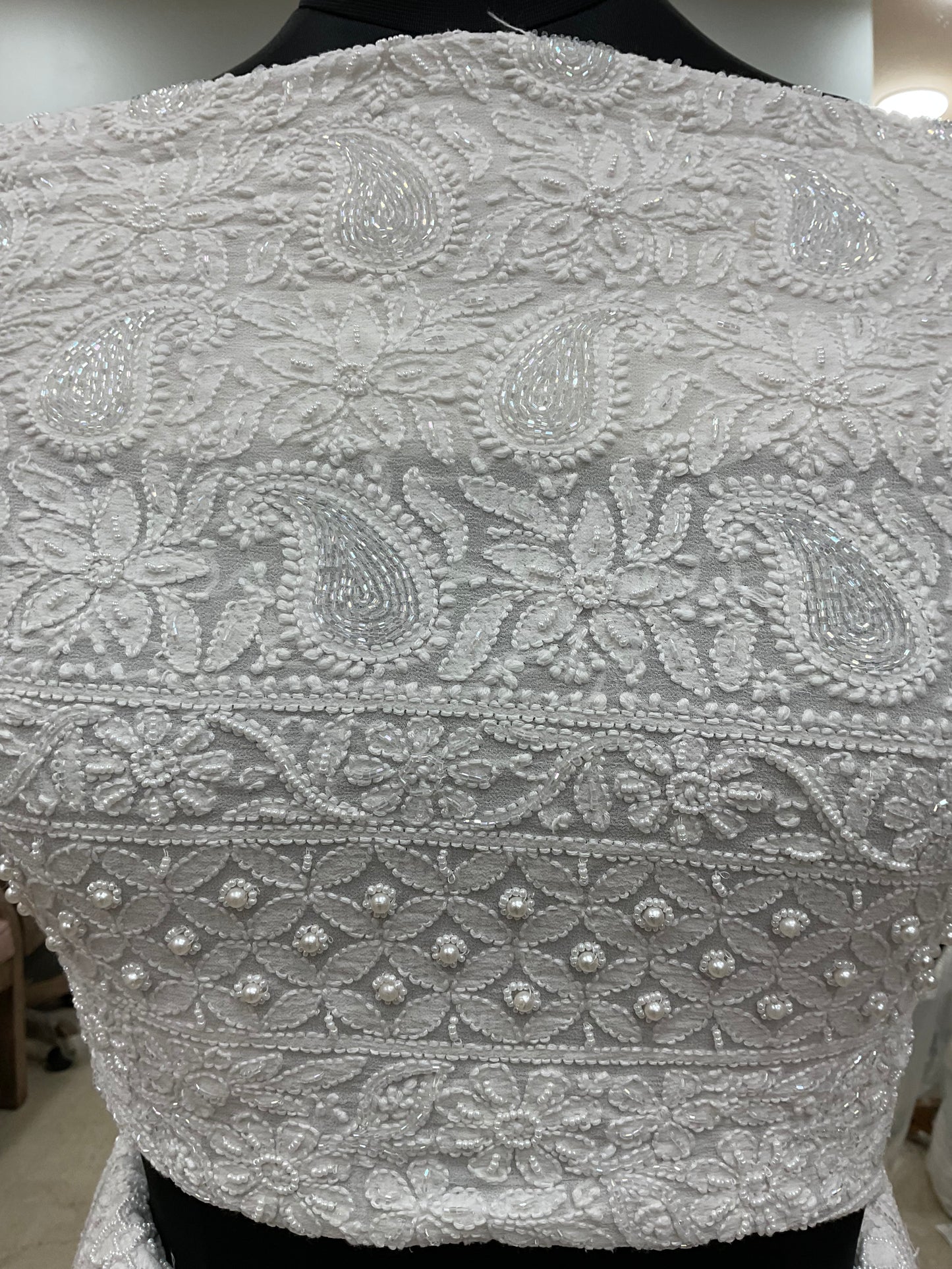 Pure Georgette Lehenga Heavy Pearl, Cutdana and Sequence Work White