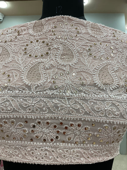 Pure Georgette Lehenga With Heavy Mukaish Work Powder Pink