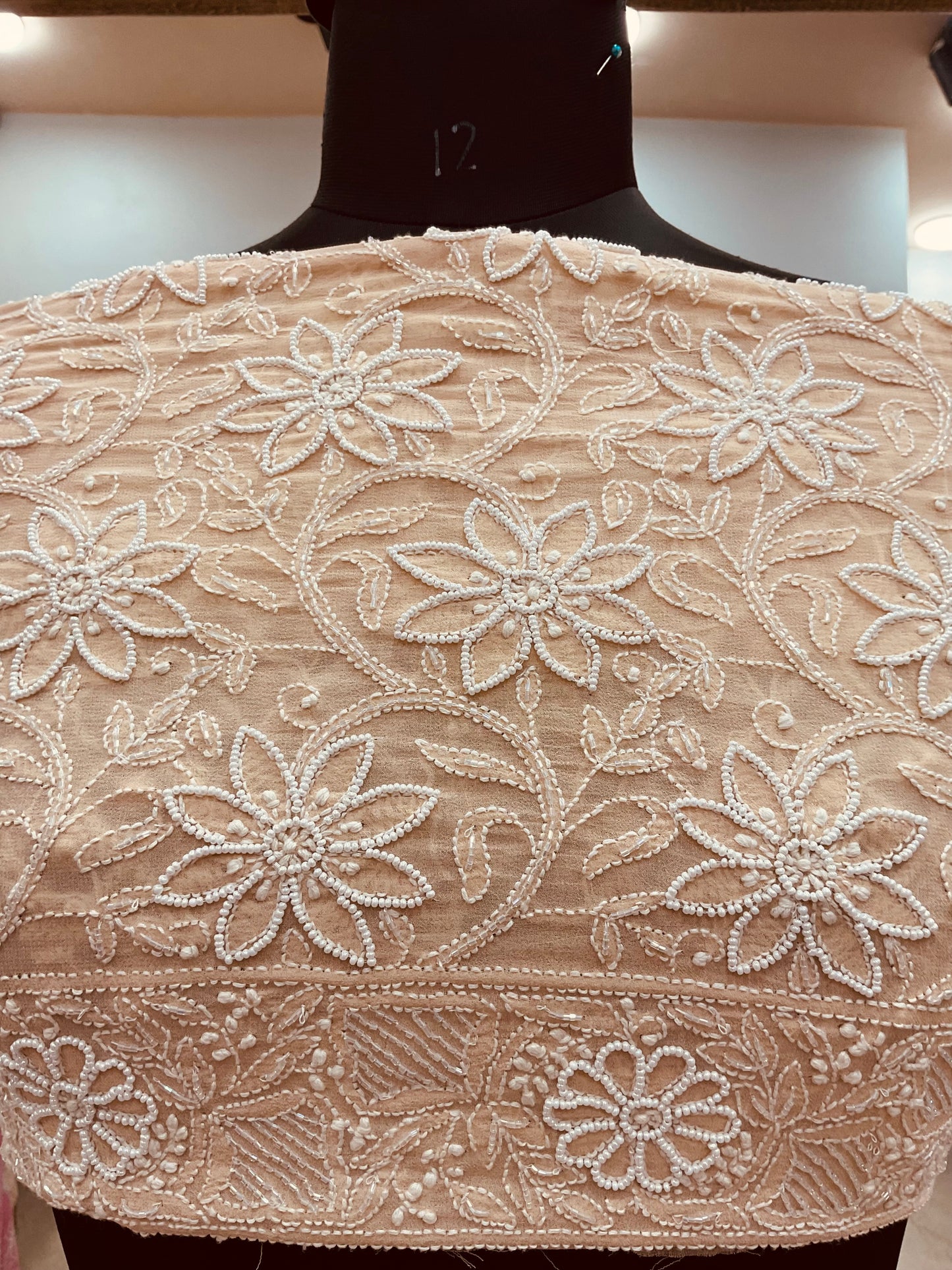 Pure Georgette Heavy Multicolored Cutdana Pearl and Sequence Beige