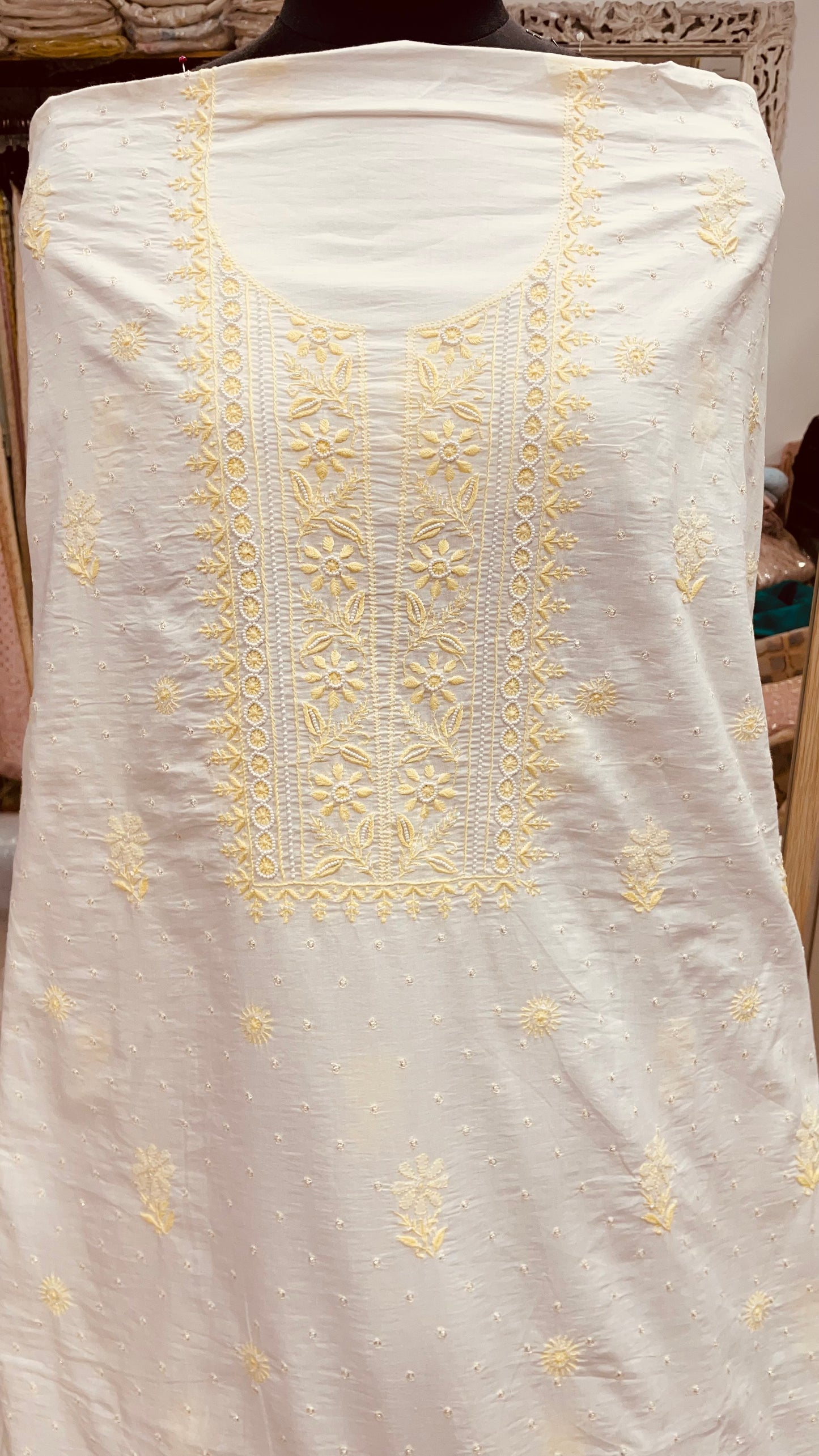 Pure Mul Cotton Straight Shirt Booty Base,Off White Yellow