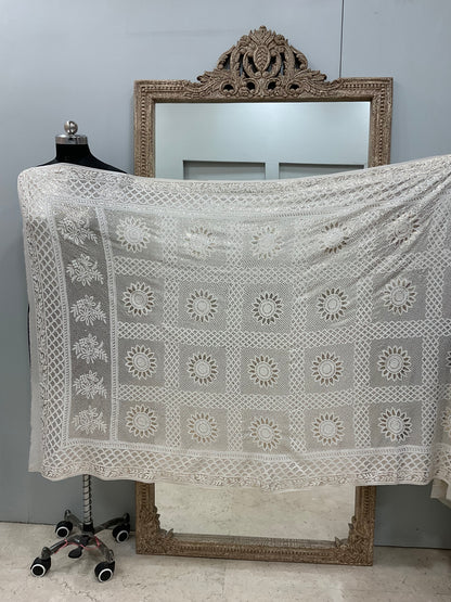 Pure Georgette Heavy Mukaish Designer Dupatta Off White