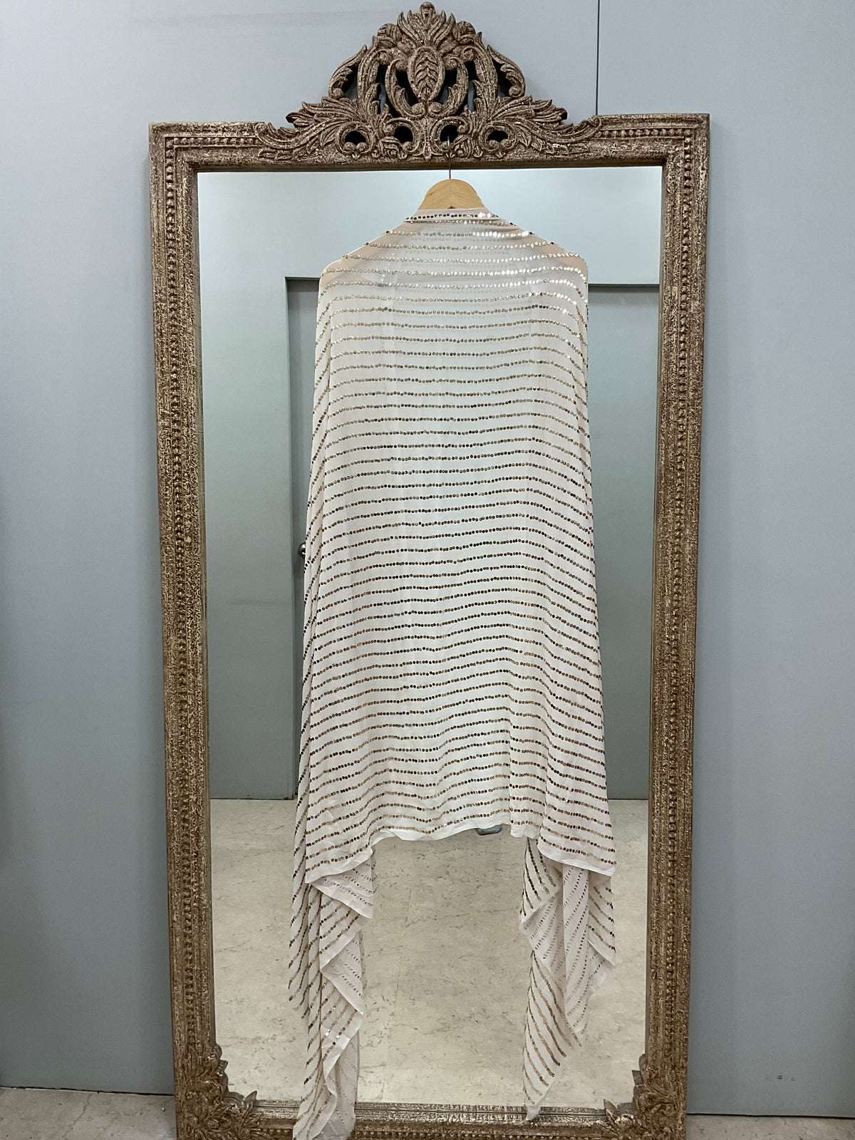 Pure Georgette Heavy Badla Work Designer Dupatta Off White 01