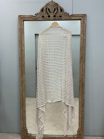 Pure Georgette Heavy Badla Work Designer Dupatta Off White 01
