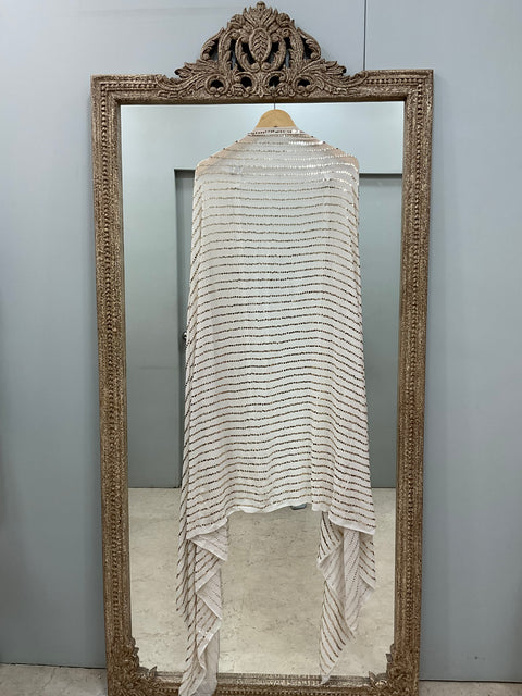 Pure Georgette Heavy Badla Work Designer Dupatta Off White 01
