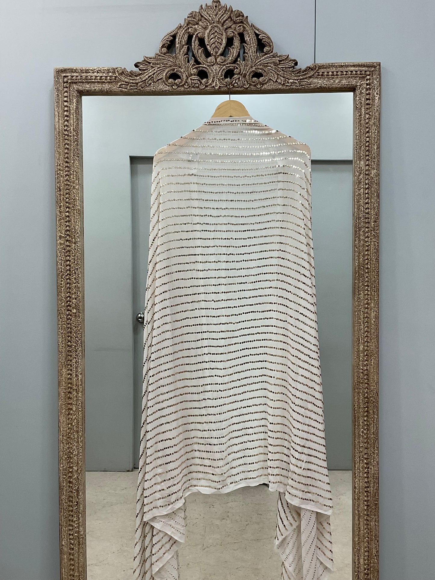 Pure Georgette Heavy Badla Work Designer Dupatta Off White 01
