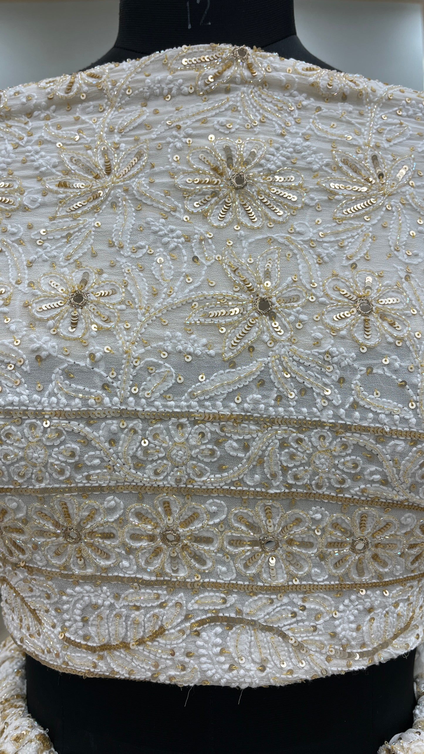 Pure Georgette Lehenga Heavy Mirror,Cutdana and Pearl Work Golden And White