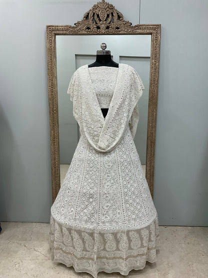 Pure Georgette Lehenga With Heavy Mukaish Work Off White 02