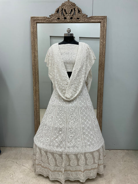 Pure Georgette Lehenga With Heavy Mukaish Work Off White 02