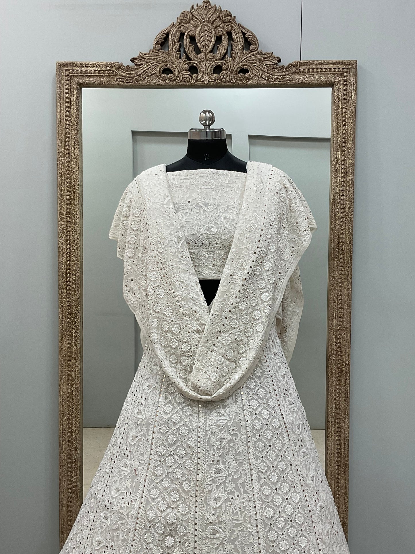 Pure Georgette Lehenga With Heavy Mukaish Work Off White 02