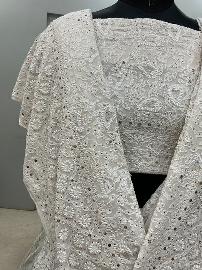Pure Georgette Lehenga With Heavy Mukaish Work Off White 02