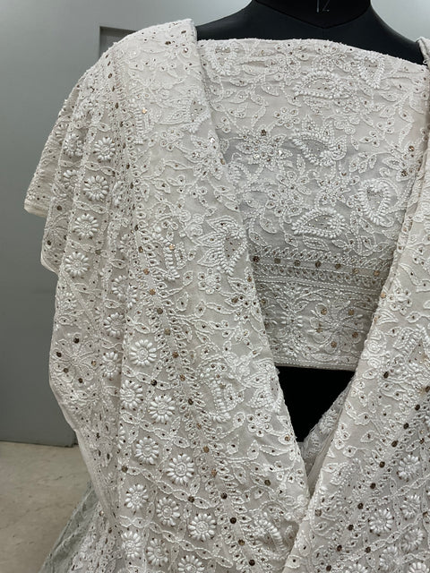 Pure Georgette Lehenga With Heavy Mukaish Work Off White 02