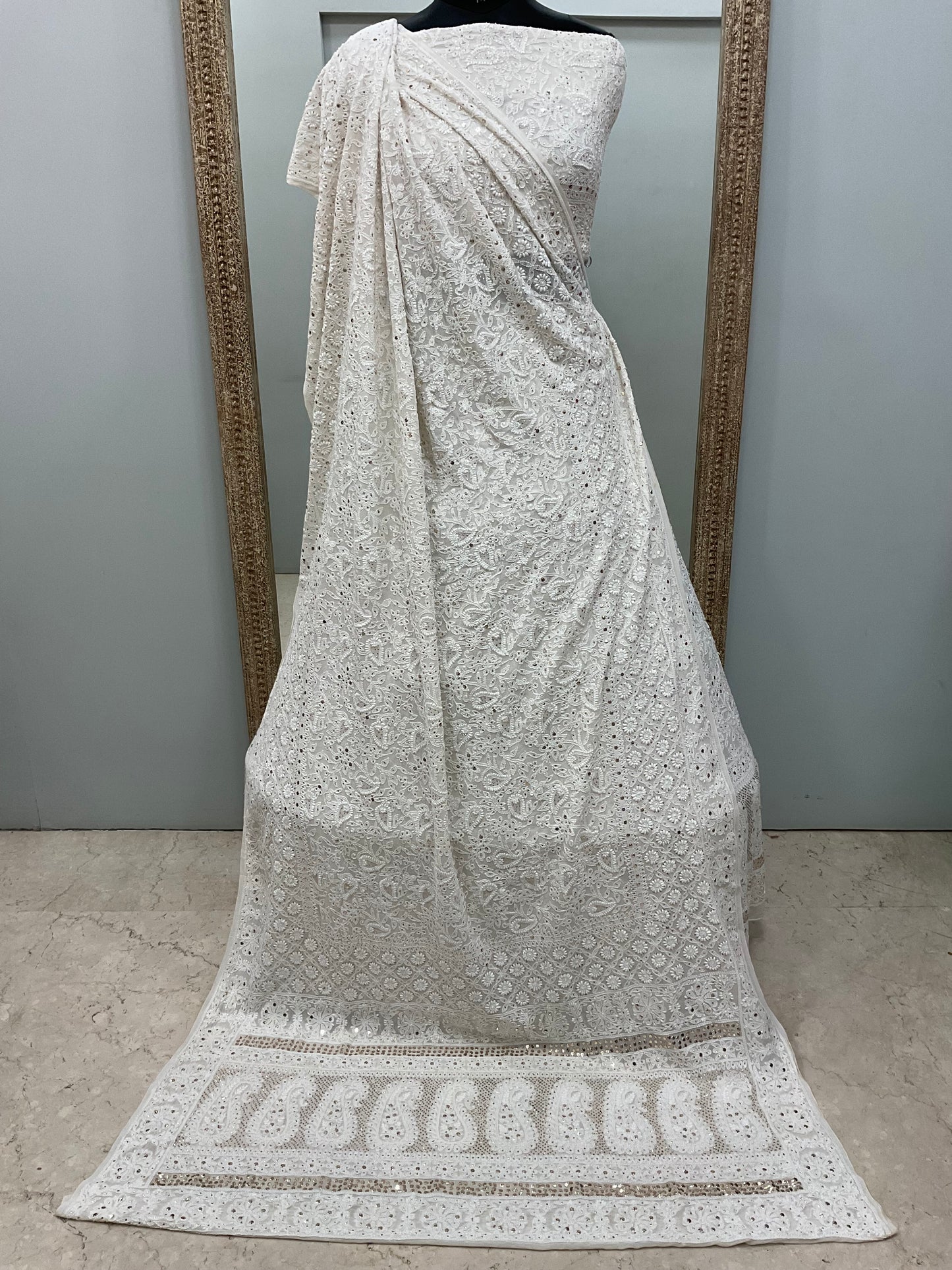 Pure Georgette Lehenga With Heavy Mukaish Work Off White 02
