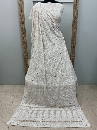 Pure Georgette Lehenga With Heavy Mukaish Work Off White 02