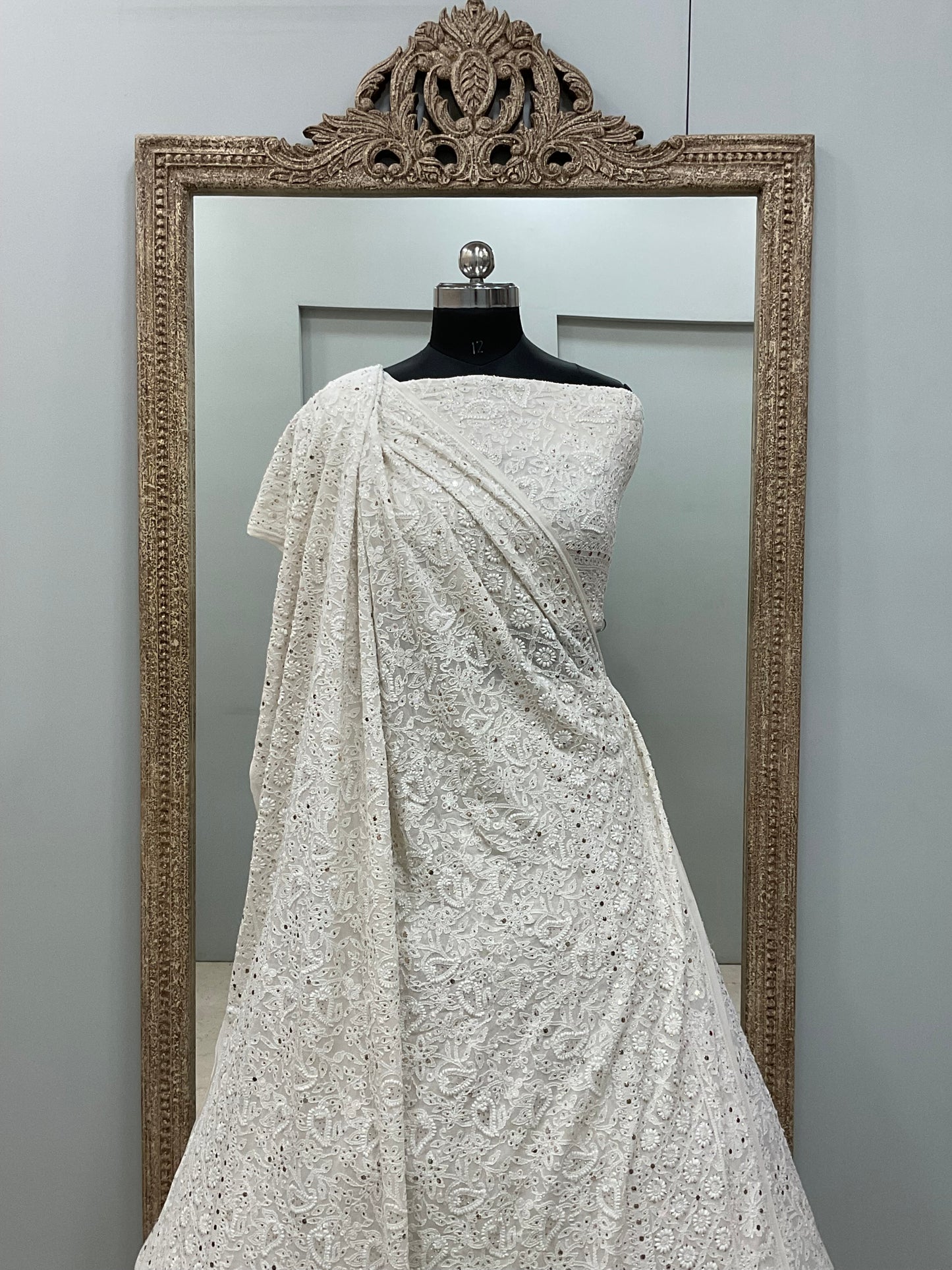 Pure Georgette Lehenga With Heavy Mukaish Work Off White 02
