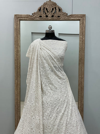 Pure Georgette Lehenga With Heavy Mukaish Work Off White 02