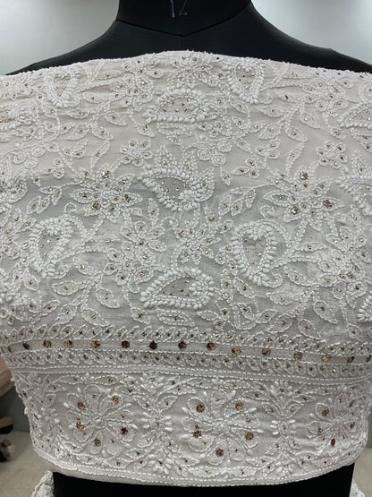 Pure Georgette Lehenga With Heavy Mukaish Work Off White 02