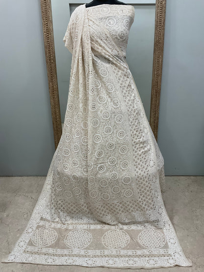 Pure Georgette Lehenga With Heavy Mukaish Work Off White 01