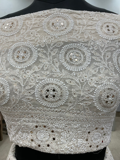 Pure Georgette Lehenga With Heavy Mukaish Work Off White 01