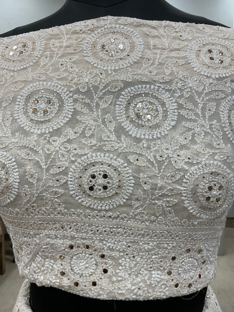 Pure Georgette Lehenga With Heavy Mukaish Work Off White 01