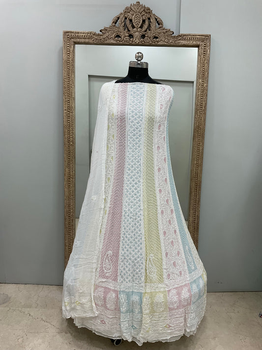 Anarkali Heavy Coloured Cutdana Offwhite 01