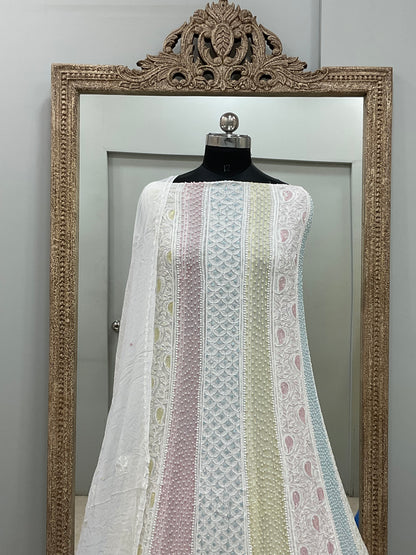 Anarkali Heavy Coloured Cutdana Offwhite 01