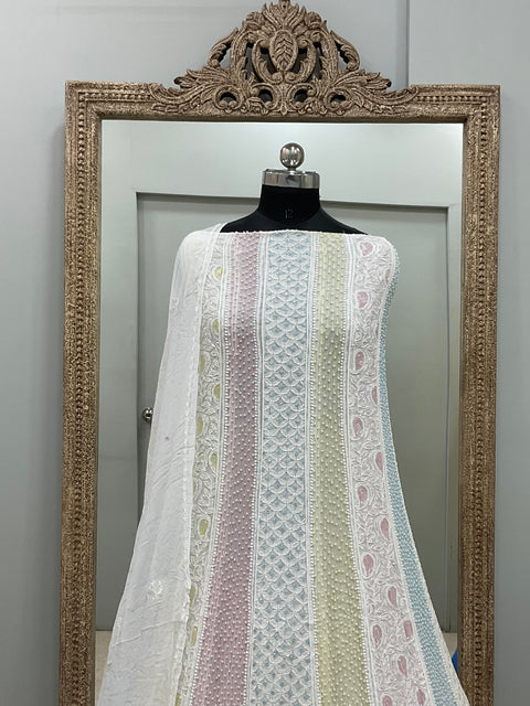 Anarkali Heavy Coloured Cutdana Offwhite 01