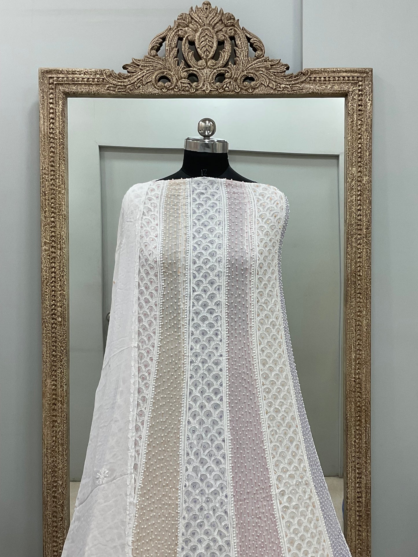 Anarkali Heavy Coloured Cutdana Offwhite 03