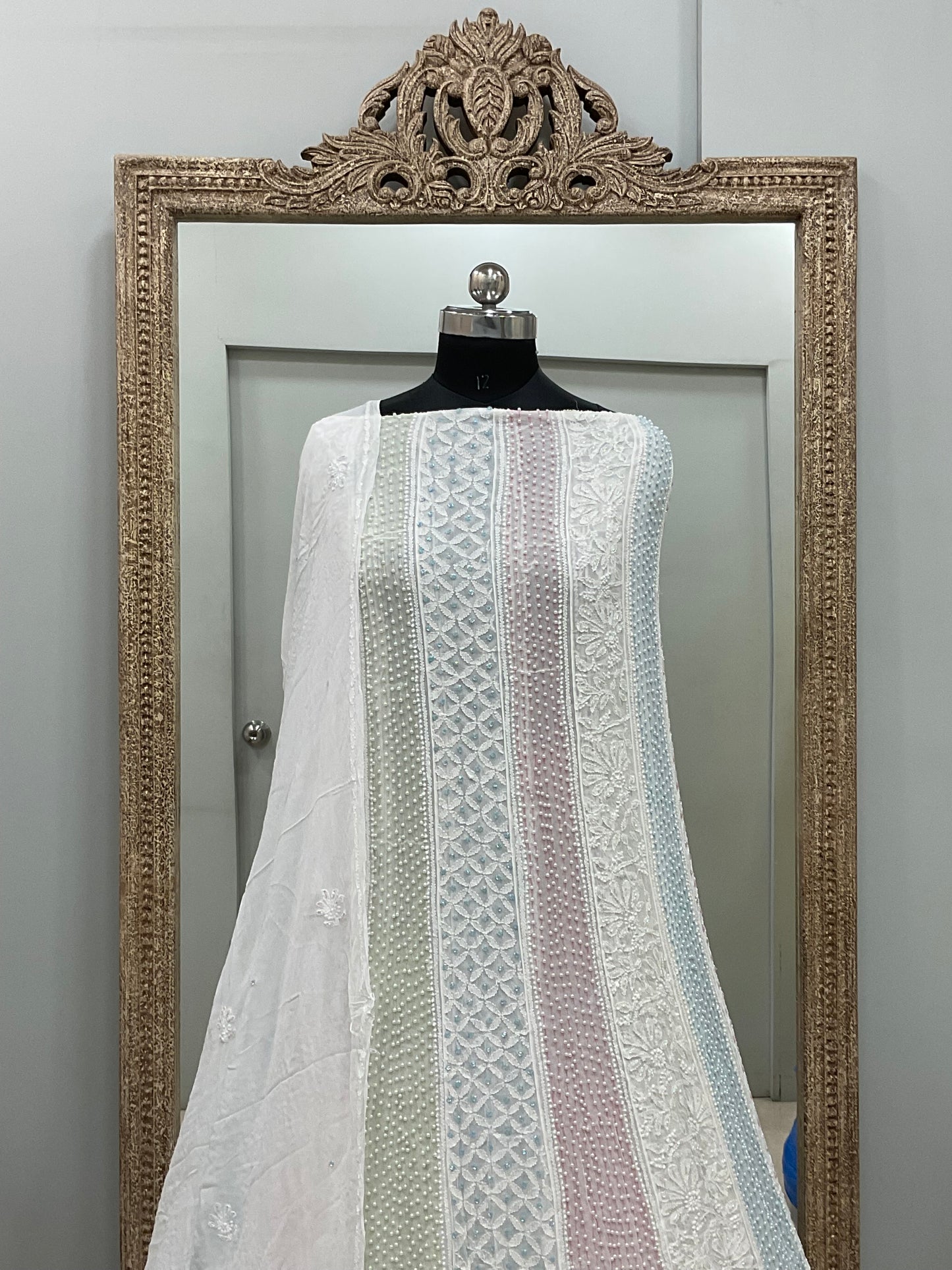 Anarkali Heavy Coloured Cutdana Offwhite 04