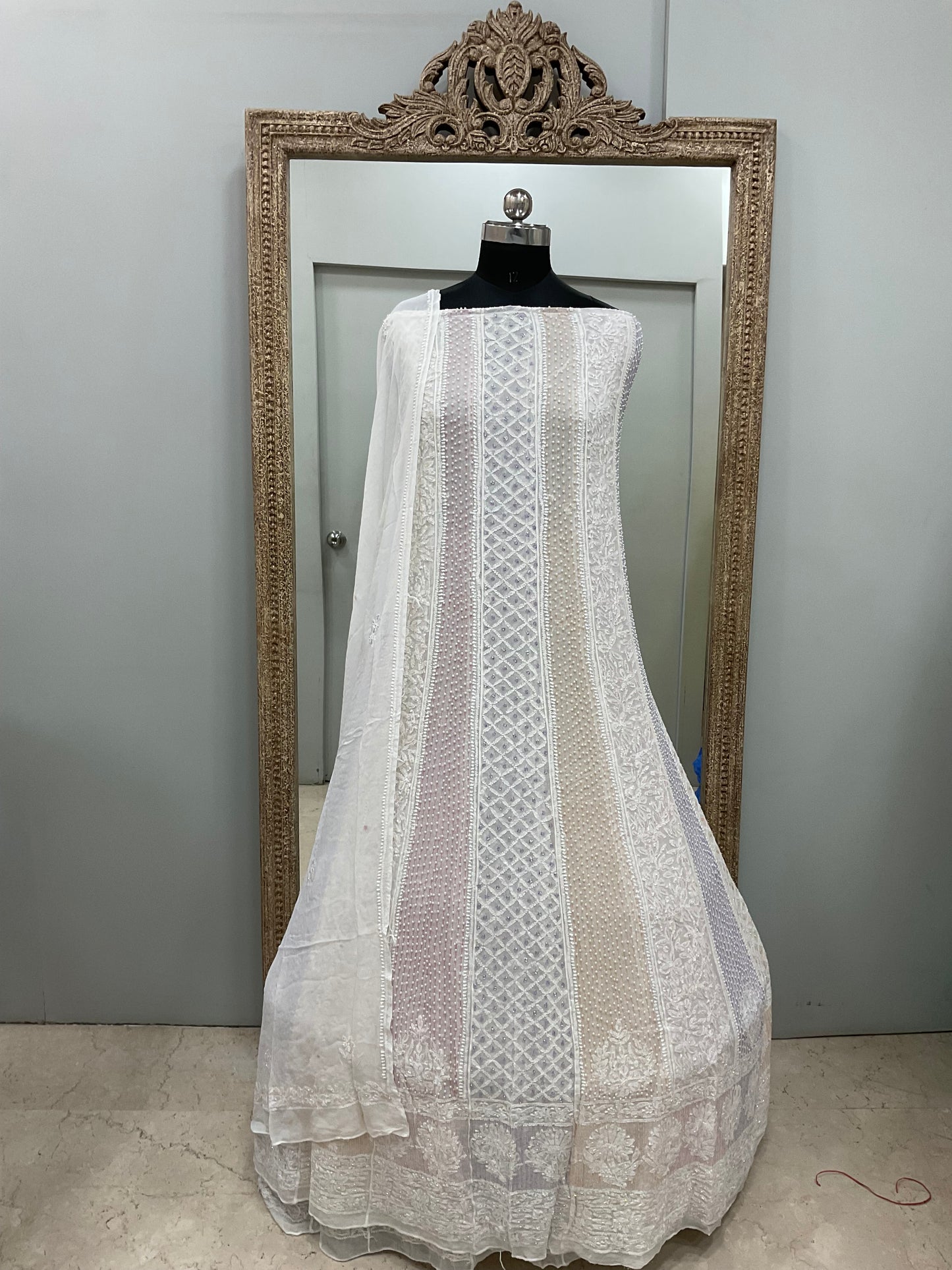 Anarkali Heavy Coloured Cutdana Offwhite 05