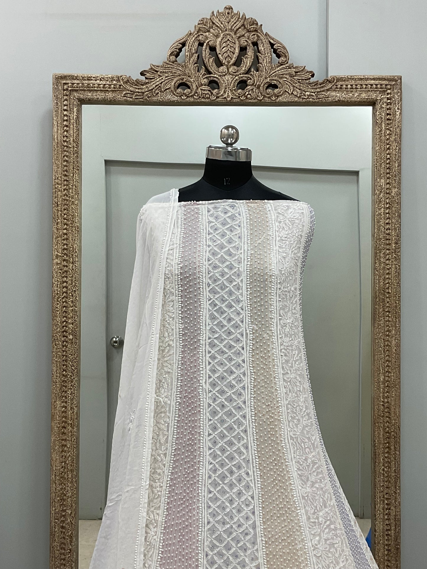 Anarkali Heavy Coloured Cutdana Offwhite 05