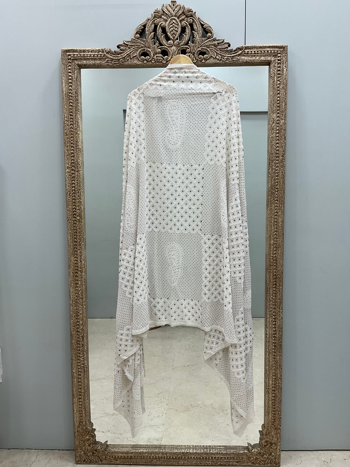 Pure Georgette Heavy Mukaish Designer Dupatta Off White 02