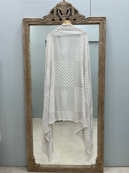 Pure Georgette Heavy Mukaish Designer Dupatta Off White 02