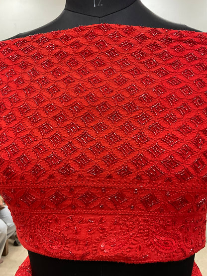 Pure Georgette Lehenga Heavy Pearl, Cutdana and Sequence Red