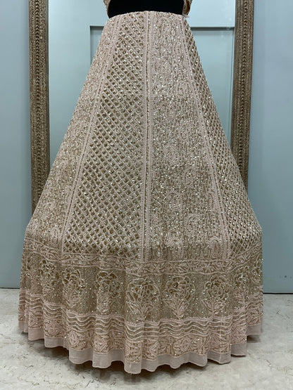 Pure Georgette Lehenga Heavy Sequnce,Cutdana and Pearl Work Peach