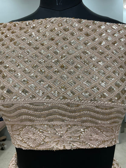 Pure Georgette Lehenga Heavy Sequnce,Cutdana and Pearl Work Peach