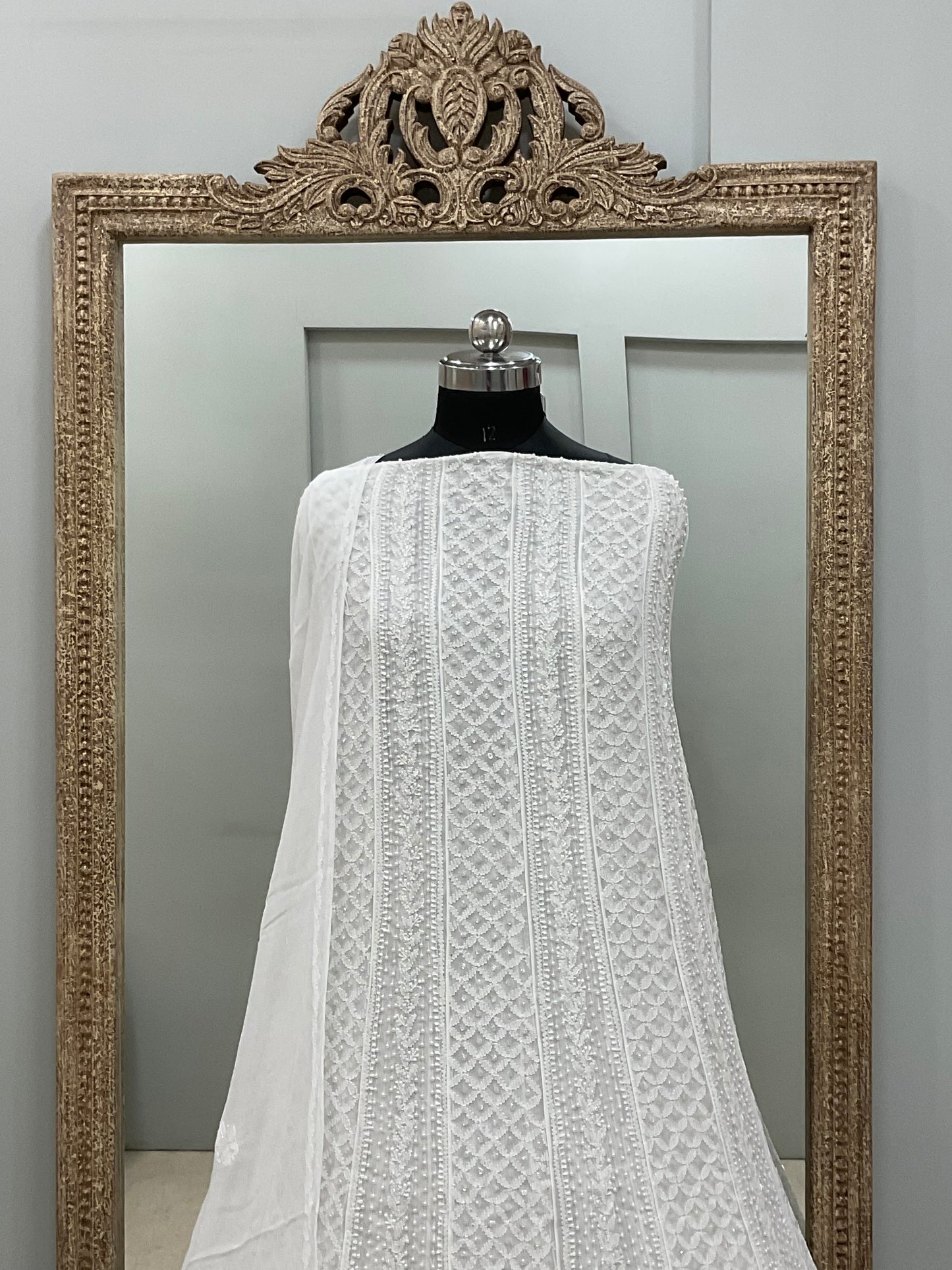 Anarkali Heavy Pearl, Cutdana and Sequence White 01