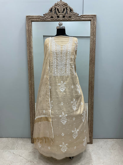 Tissue Straight Booty Pearl and Cutdana Golden Beige 01