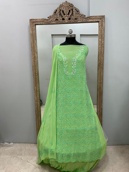 Parsi Gala Straight with Heavy Cutdana  Green