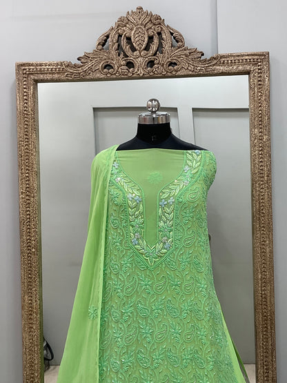 Parsi Gala Straight with Heavy Cutdana  Green