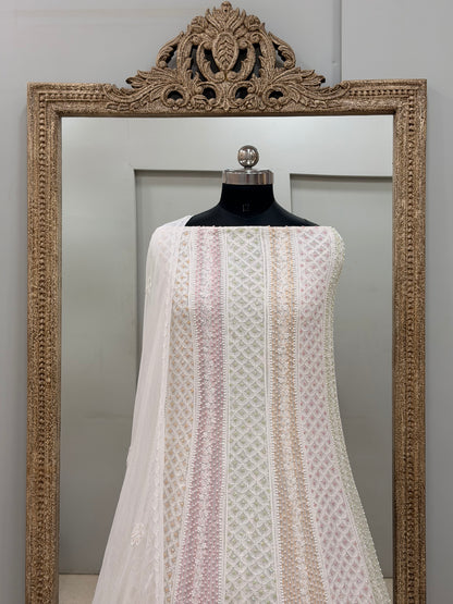 Anarkali Heavy Coloured Cutdana Offwhite